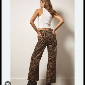 Maeve Leopard Print Wide-Leg Pants - Brown/Black